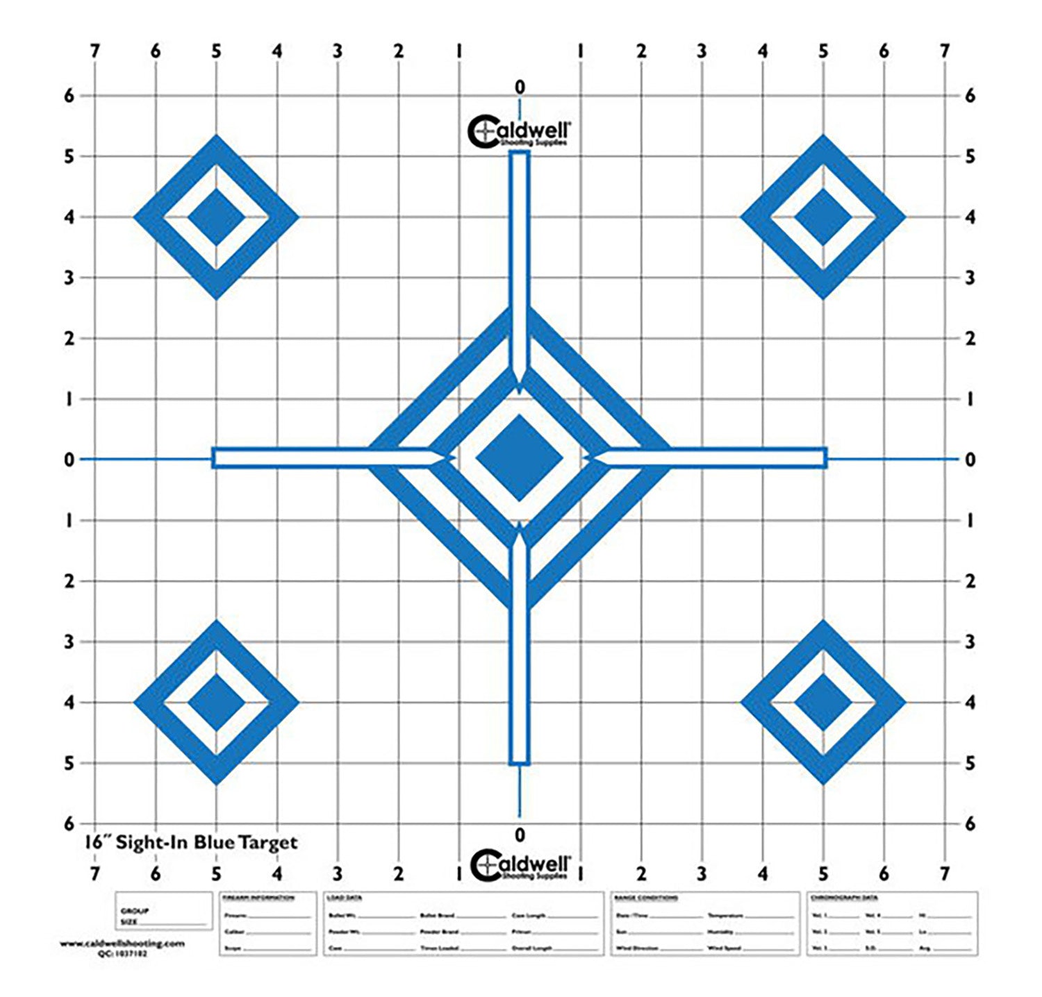 Caldwell Diamond Blue Self-Adhesive Recycled Paper Target with 1 Inch Grid 16" 10 Pack