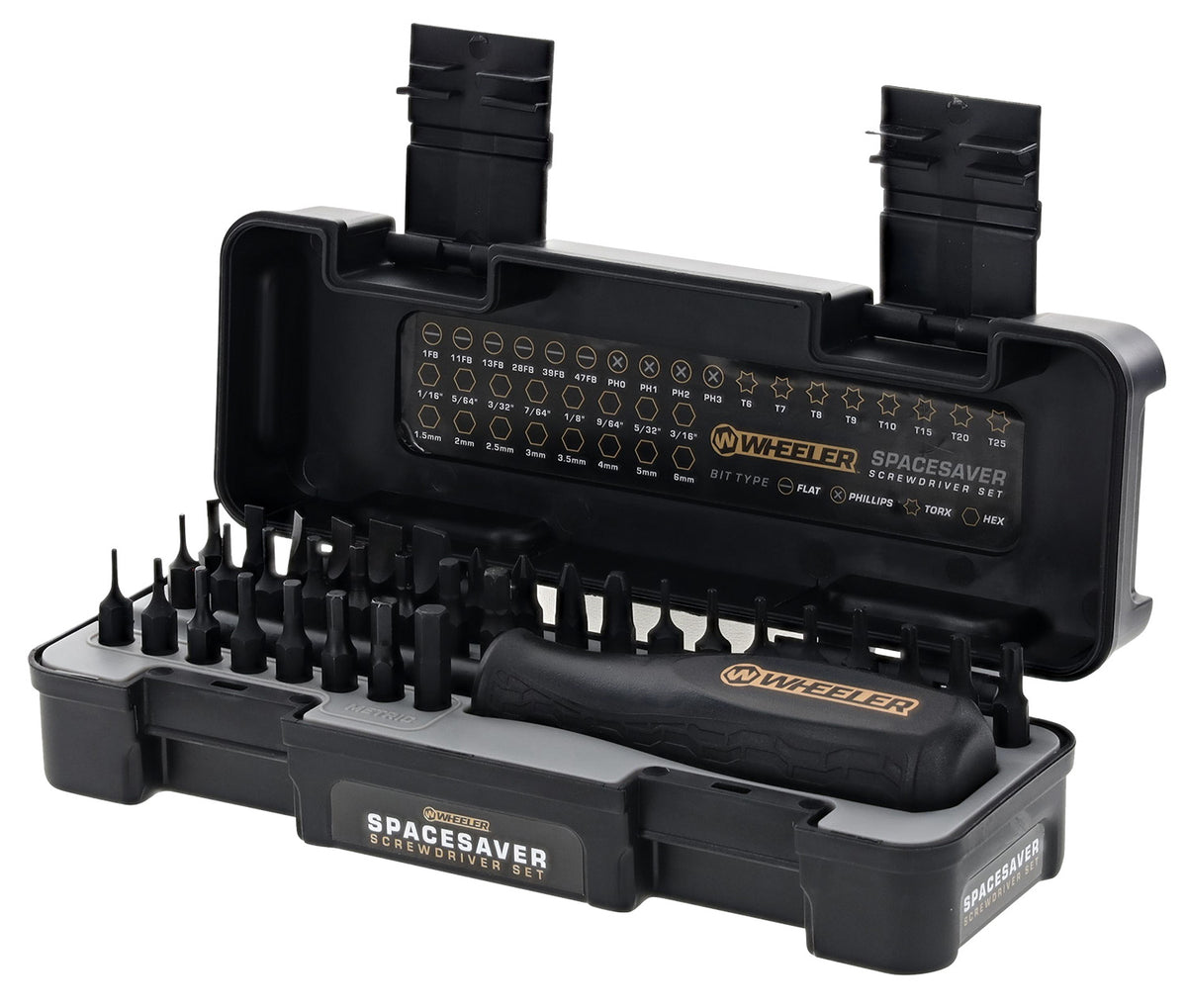 Wheeler SpaceSaver Driver Set, 36 Pieces, SAE/Metric Hex and Torx, Magnetized Tip Handle