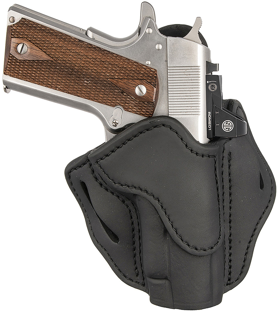 1791 Gunleather OWB BH1 Optic Ready Stealth Black Leather Belt Slide Holster, Right Hand for 4-5" 1911
