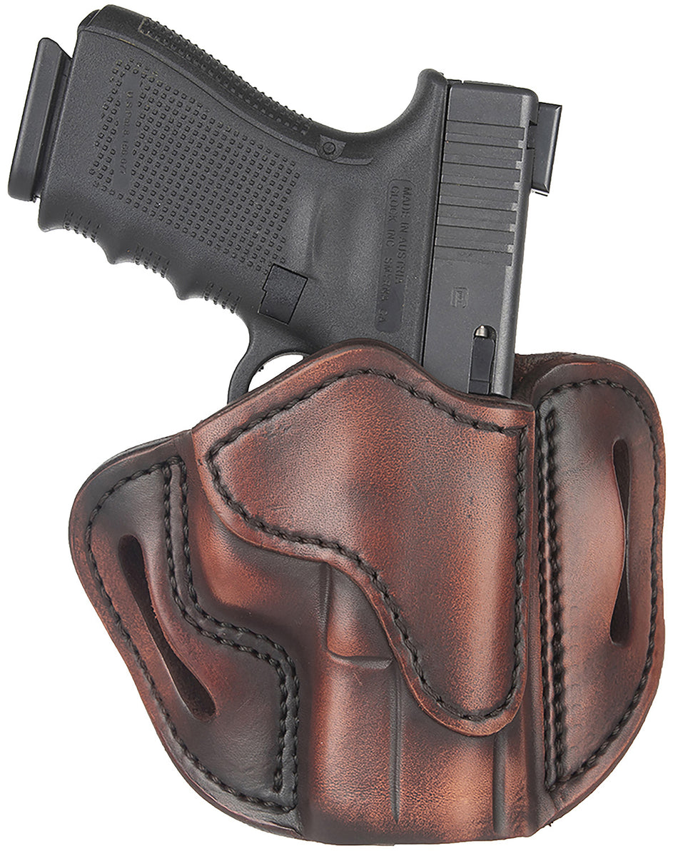 1791 Gunleather OWB BH2.1 Optic Ready Vintage Leather Belt Slide Holster, Size 2.1, Right Hand for S&W M&P Shield/Glock 17/Springfield XD9