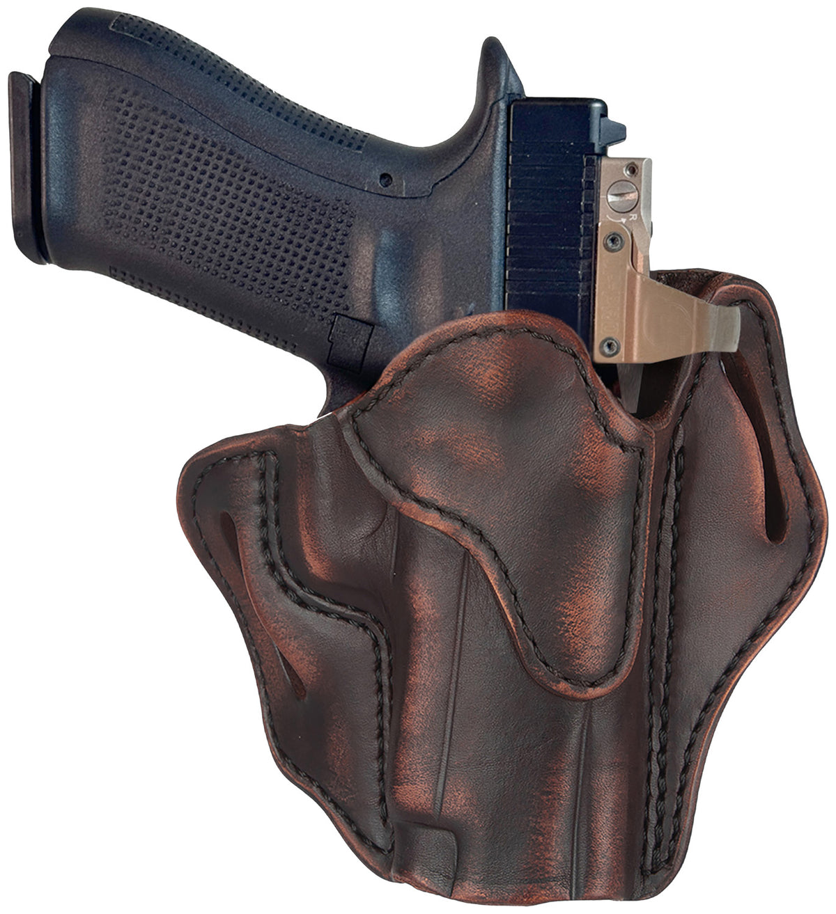 1791 Gunleather Optic Ready OWB Belt Slide Holster BH2.3 Size 2.3 Vintage Leather Fits Glock 17/22/31/34/40/41 & Ruger American RH