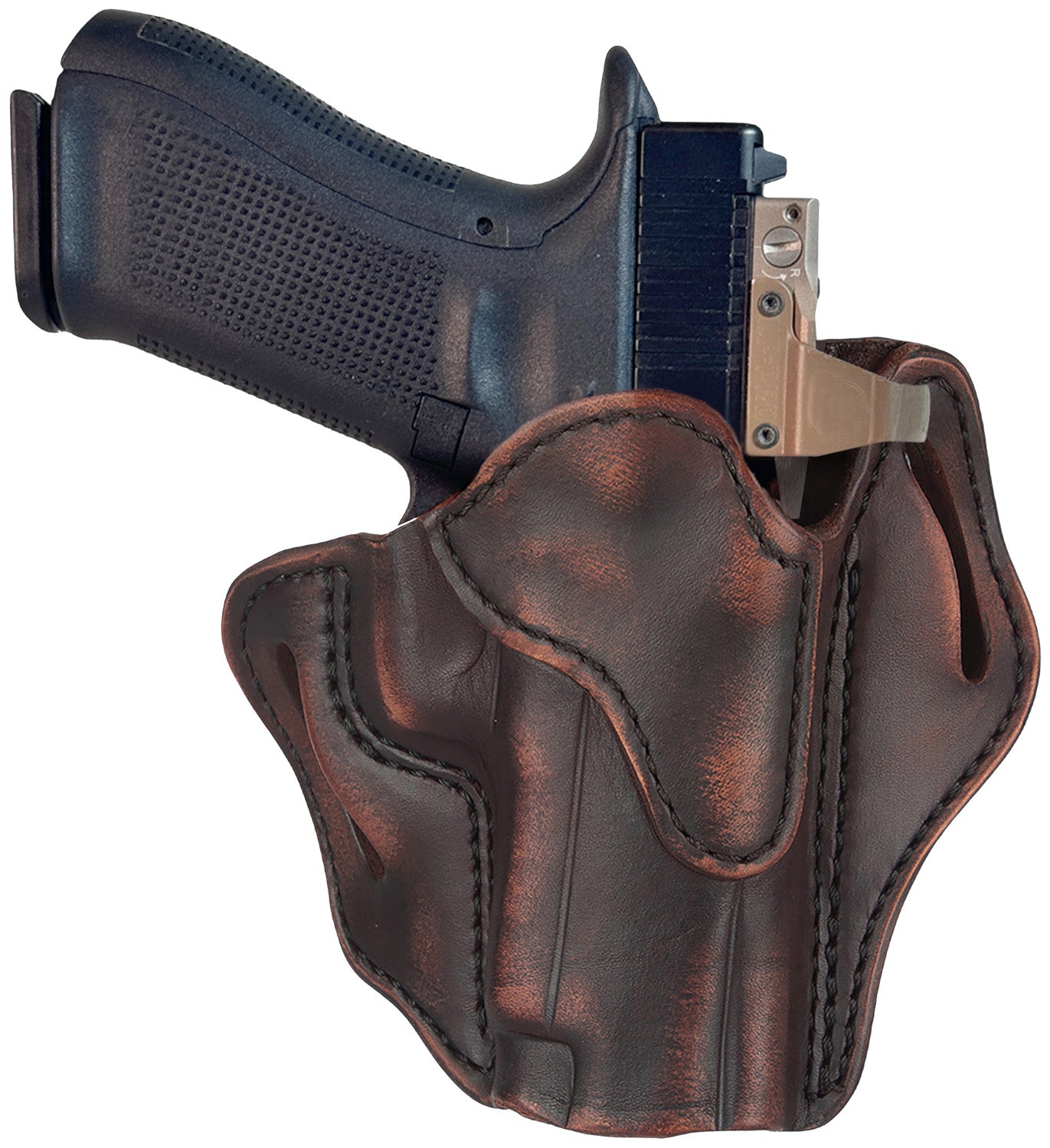 1791 Gunleather Optic Ready OWB Belt Slide Holster BH2.3 Size 2.3 Vintage Leather Fits Glock 17/22/31/34/40/41 & Ruger American RH