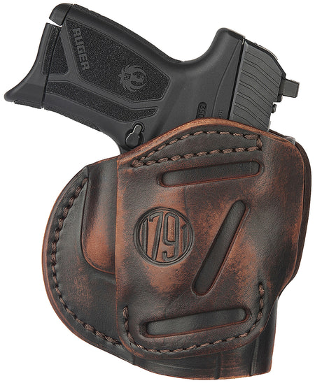 1791 Gunleather 3-Way Belt Loop Holster Size 04 Vintage Leather Fits Springfield XD/XDS/Glock 26/27 Ambidextrous