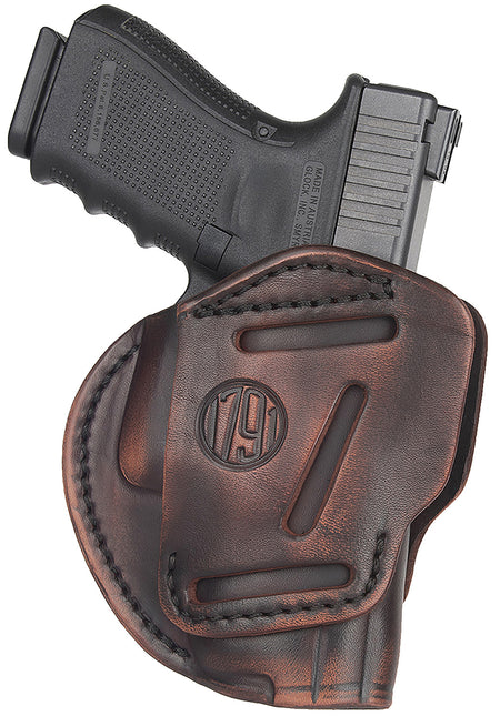 1791 Gunleather 3-Way IWB/OWB Leather Belt Loop Holster Size 05 Vintage Tan Ambidextrous Fits MP9