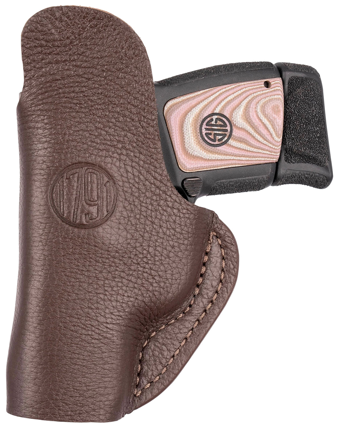 1791 Gunleather Size 01 Fair Chase IWB Brown Leather Deer Hide Left-Hand Belt Clip Fits Ruger LCP 380