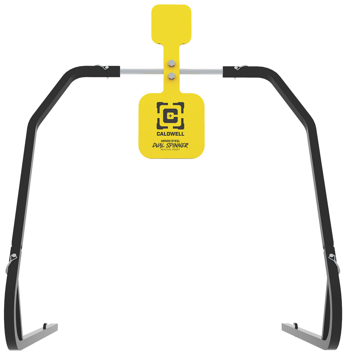 Caldwell Dual Spinner Yellow AR500 Steel Shooting Target 3/8 Inch Thick with 5" and 8" Gong Plates