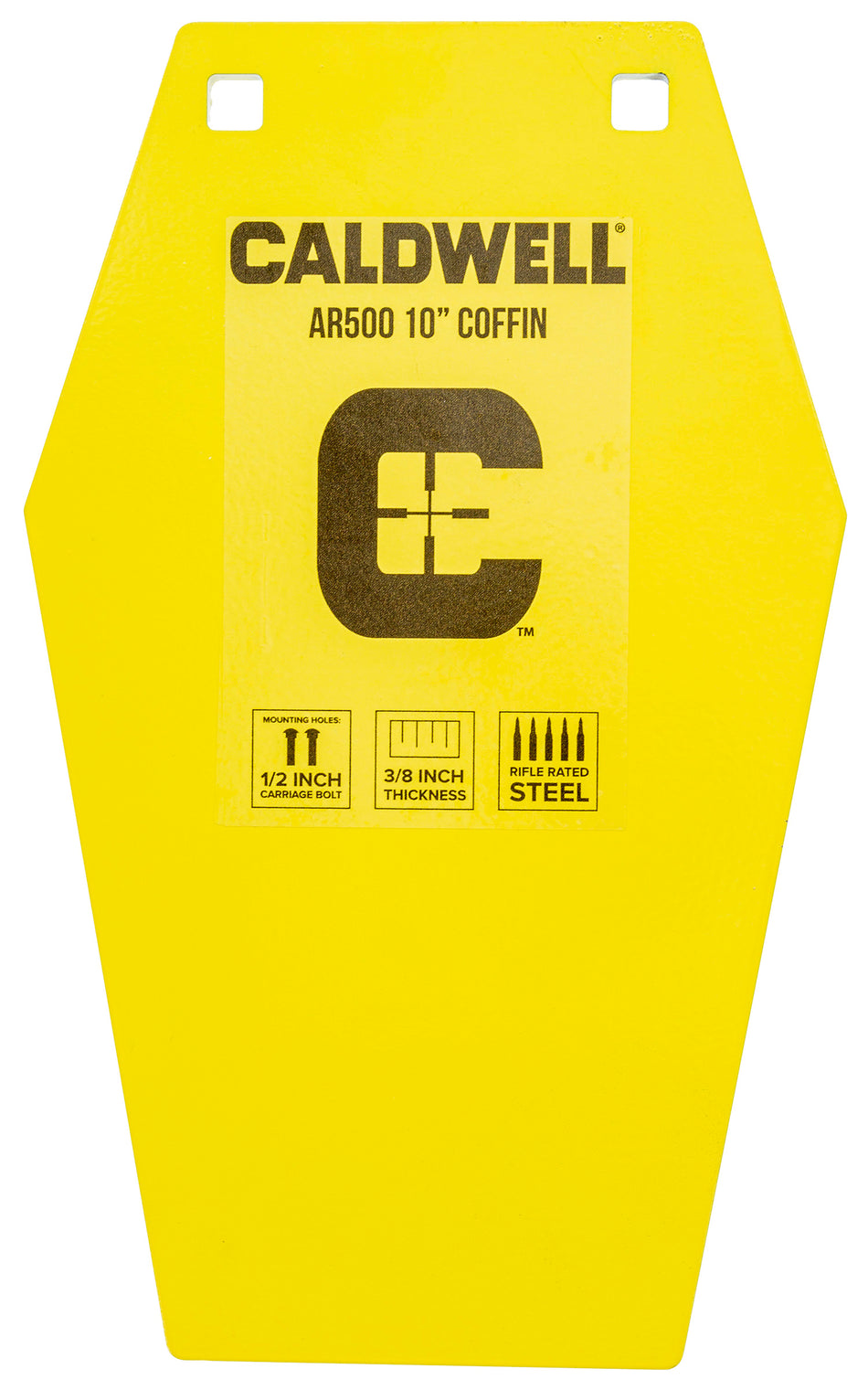 Caldwell Yellow Powder Coat AR500 Steel 10-Inch Coffin Hanging Target CP4