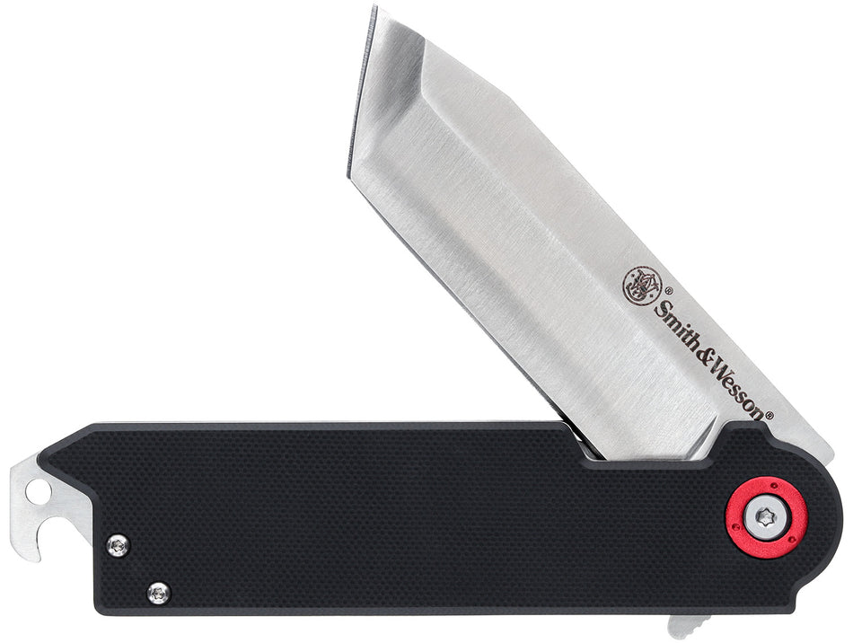 S&W 1193144 Big Benji 3.50" Folding Plain Stainless Steel Knife Blade with Integrated Bottle Opener and Money Clip