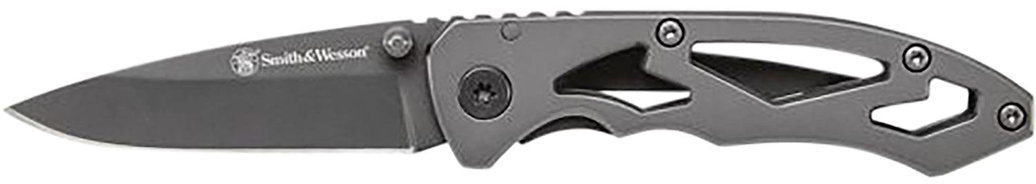 S&W CK400CP 2.20" Folding Skeletonized Drop Point Plain Stainless Steel Blade 3.20" Stainless Handle with Pocket Clip