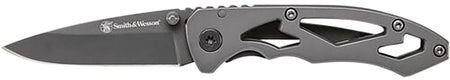S&W CK400CP 2.20" Folding Skeletonized Drop Point Plain Stainless Steel Blade 3.20" Stainless Handle with Pocket Clip