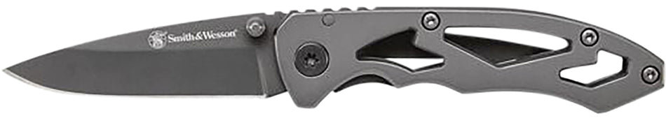 S&W CK400CP 2.20" Folding Skeletonized Drop Point Plain Stainless Steel Blade 3.20" Stainless Handle with Pocket Clip