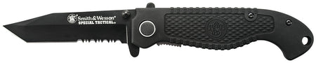 Smith & Wesson CKTACBSCP 3.50" Folding Tactical Knife Part Serrated SS Blade, Black 4.60" Handle
