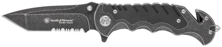 S&W SWBG10SCP Border Guard 3.50" Folding Serrated Stainless Steel Blade 4.80" Aluminum/G10 Handle Includes Pocket Clip