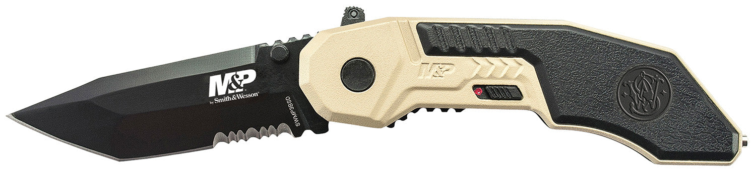 Smith & Wesson M&P M.A.G.I.C. 2.80" Folding Knife Part Serrated Black Oxide 4034 Stainless Blade Aluminum Handle Pocket Clip
