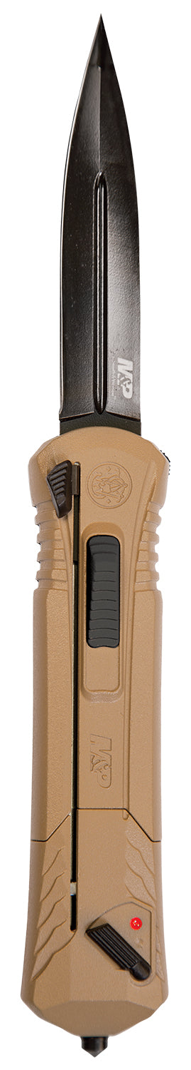 S&W 1092050 M&P 3.50" Out-the-Front Spear Point Plain Black Oxide AUS-8A SS Blade 5.16" FDE Aluminum Handle Pocket Clip