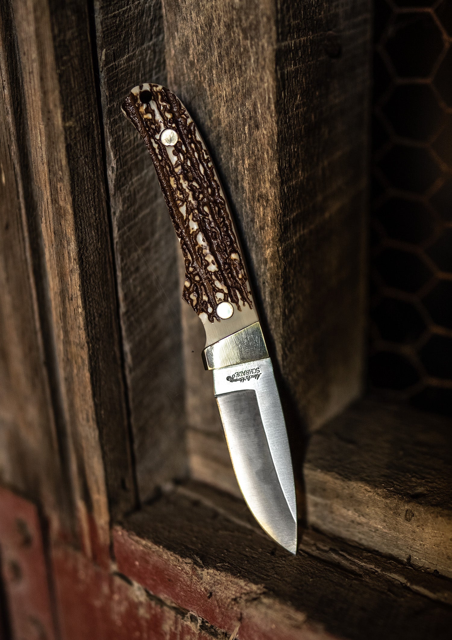Uncle Henry PH2N Pro Hunter 2.80" Fixed Drop Point Stainless Steel Knife, Staglon Handle, Sheath and Sharpening Stone Included
