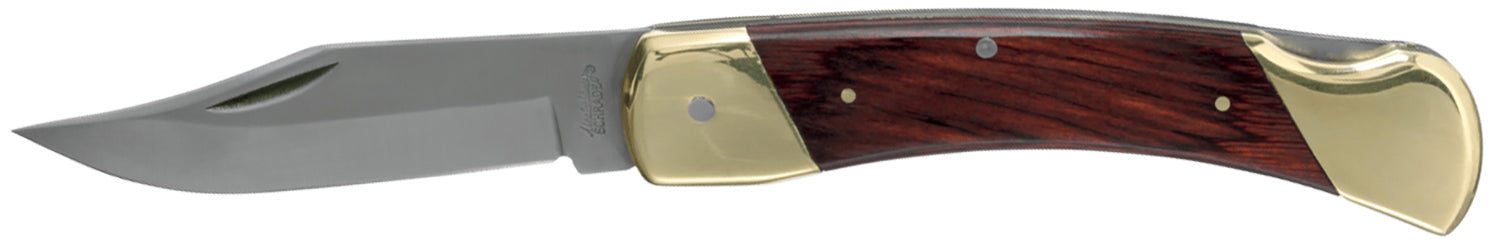 Uncle Henry Bear Paw LB7CP Folding Plain Stainless Steel Blade Knife, 5" Handle, Leather Sheath