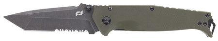 Schrade 1159324 Melee 3.50" Assisted Open Tanto Part Serrated D2 Steel Blade 4.50" OD Green G10/SS Handle