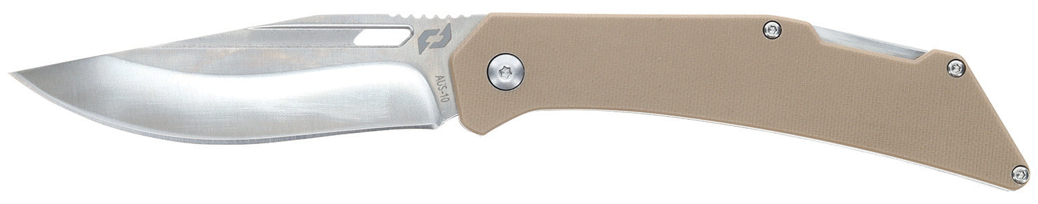 Schrade 1159301 Slingshot 4" Lockback Folding Recurve Clip Point Satin AUS-10 Blade 5" G10 Handle Knife