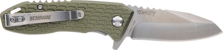 Schrade 1159317 Tenacity Compact Folding Knife Modified Drop Point AUS-10A SS Satin Blade Green Aluminum Handle