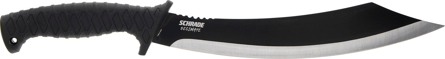 Schrade 1182527 Decimate Parang 11.75" Fixed Plain Black Oxide 3Cr13 Blade Rubber Overmold Handle with Sheath