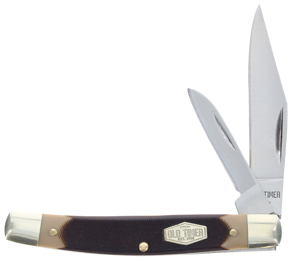 Old Timer Middleman Jack Folder 1179231 2.50"/1.70" Clip/Sheepsfoot SS Blades Sawcut Bone Handle