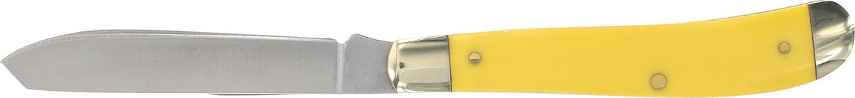 Old Timer Gunstock Trapper Folder 1180011 3" Two-Blade Stainless Steel Yellow Handle