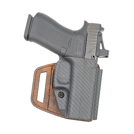 Versacarry VSL211G19 V-Slide OWB Brown Leather/Polymer Holster Belt Slide Glock 19 Right Hand