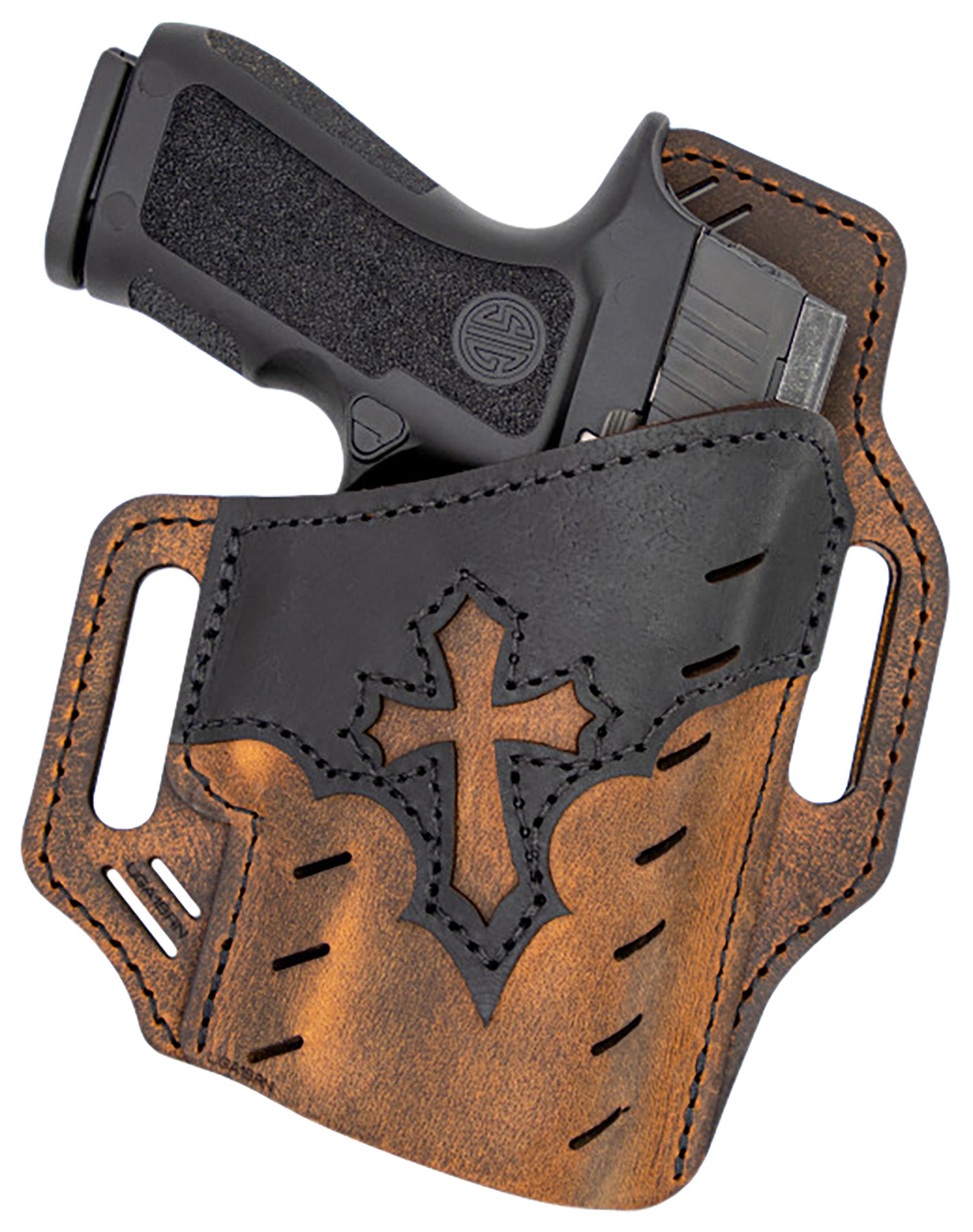 Versacarry UGA4BRN Guardian Arc Angel OWB Size 04 Black/Brown Water Buffalo Leather Belt Slide RH