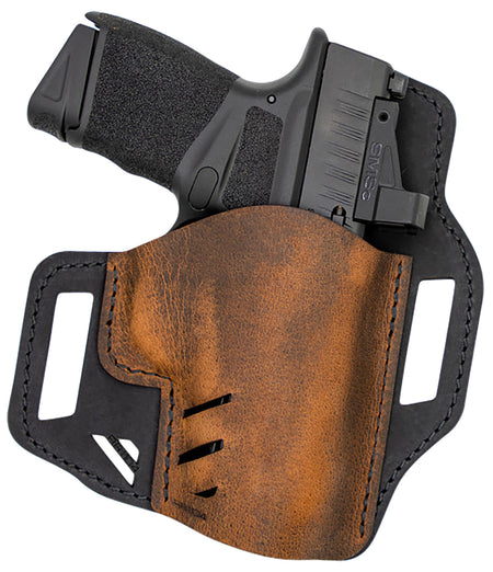 Versacarry RR1101 Rough Rider Black/Brown Leather OWB Belt Slide Holster Size 01