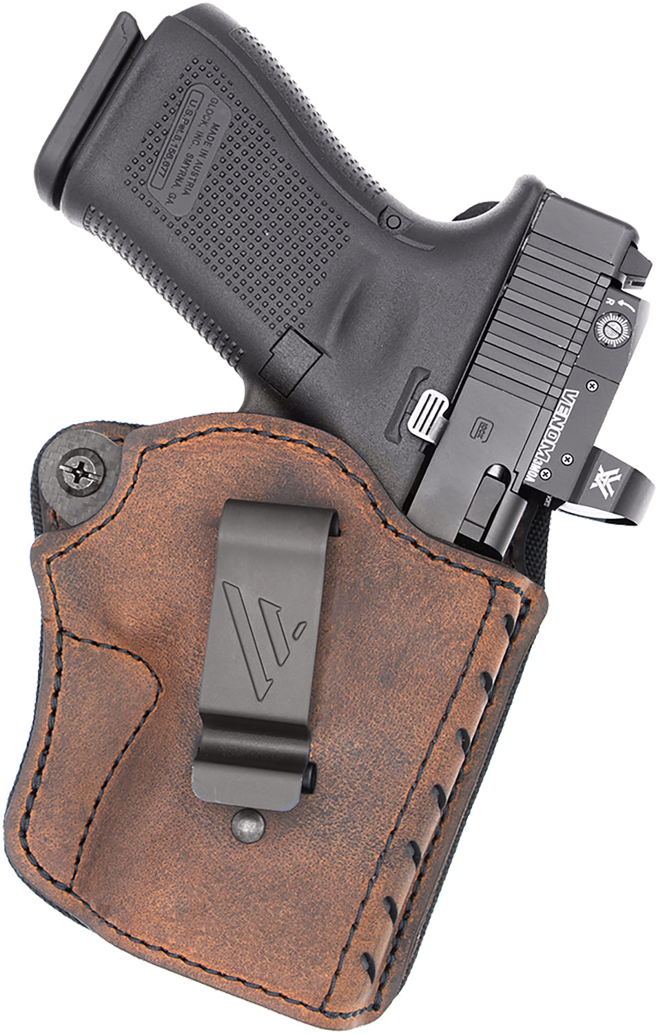 Versacarry Comfort Flex Deluxe IWB Size 02 Brown Leather Belt Clip Optic Compatible Right Hand
