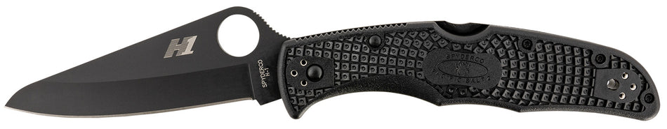 Spyderco Pacific Salt 2 Folder 3.78" H2 Steel Plain Drop Point Black Coated Blade Black FRN Handle & 4-Position Clip