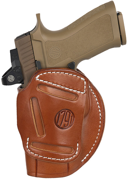 1791 Gunleather 4-Way IWB OWB Holster Size 06 Classic Brown Leather - Compatible w/ Glock 17 and Ruger American Right Hand