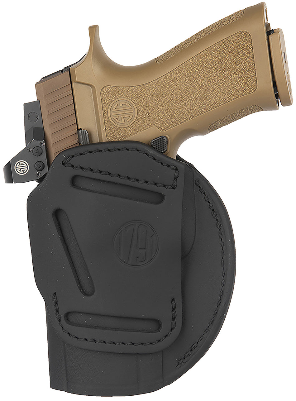 1791 Gunleather 4-Way IWB OWB Holster Size 06 Black Leather - Compatible w/ Springfield XDM and Glock 20 Right Hand