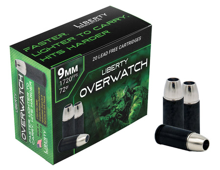Liberty Ammunition OverWatch Open Cavity Design 72 Grain 9mm Luger/Parabellum 1720 fps