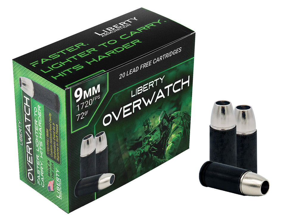 Liberty Ammunition OverWatch Open Cavity Design 72 Grain 9mm Luger/Parabellum 1720 fps