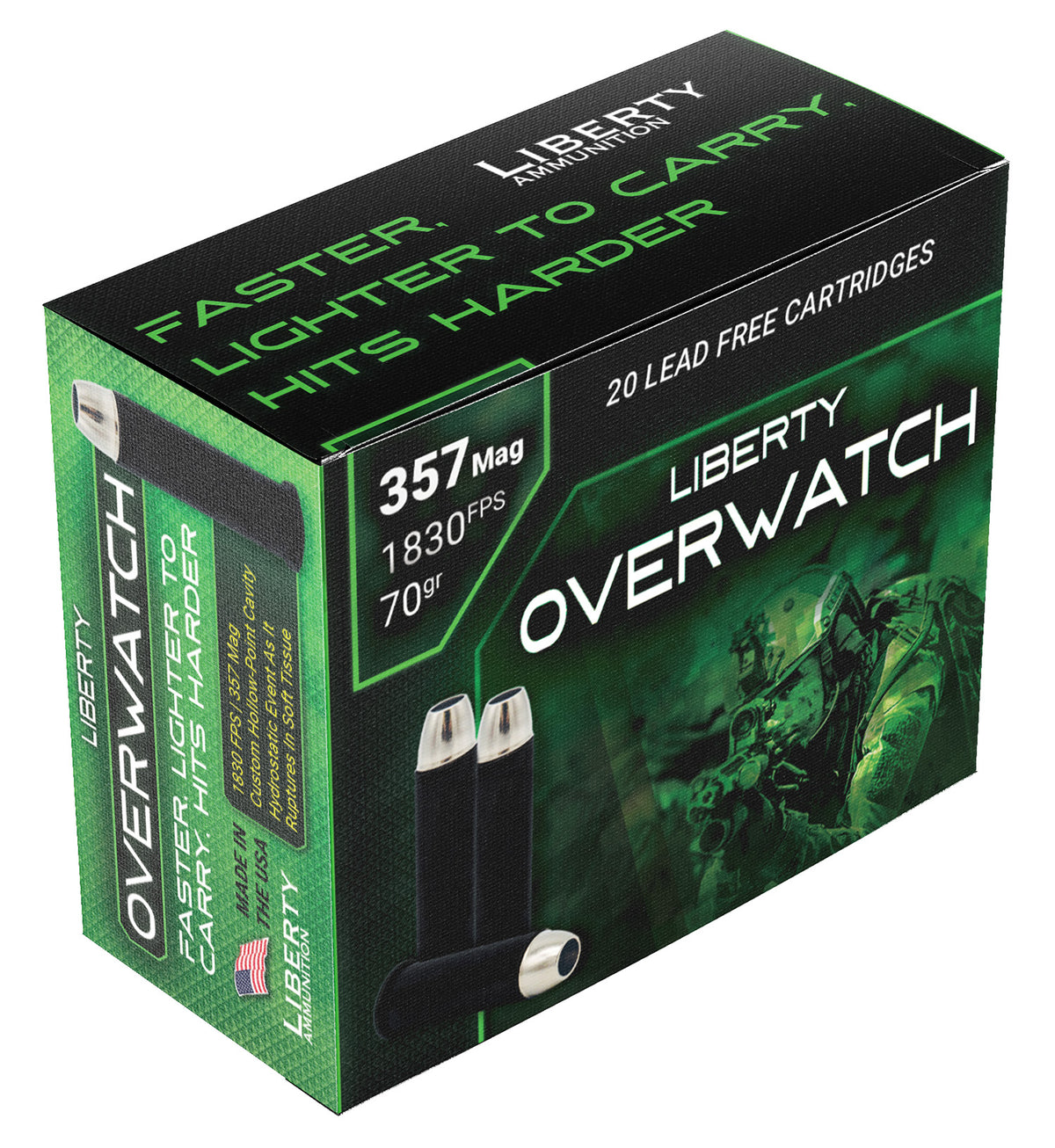 Liberty Ammunition OverWatch Open Cavity Design 70 Grain .357 Magnum 1830 fps