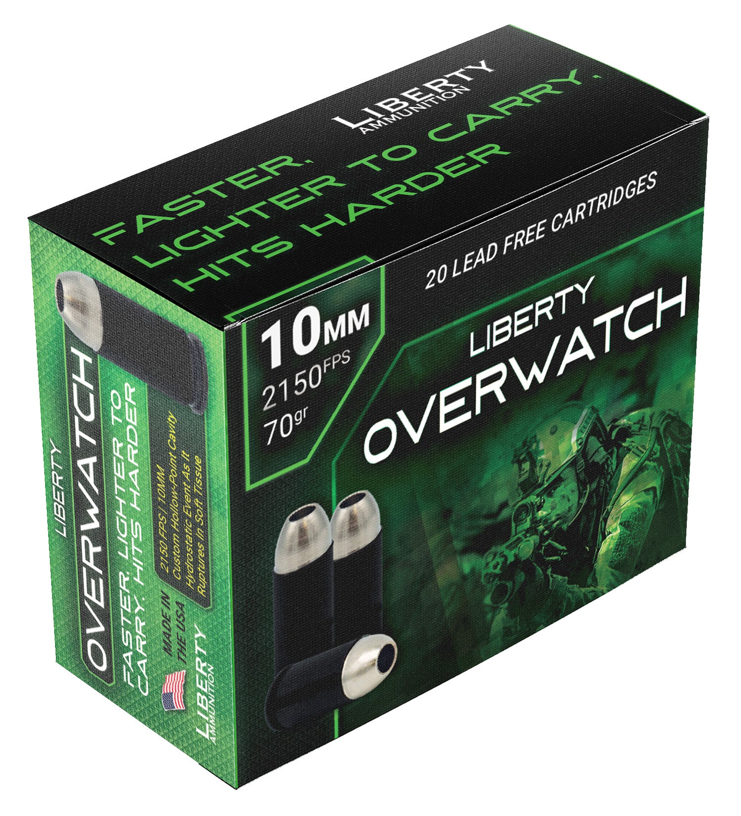 Liberty Ammunition OverWatch Open Cavity Design 70 Grain 10mm Auto 2150 fps