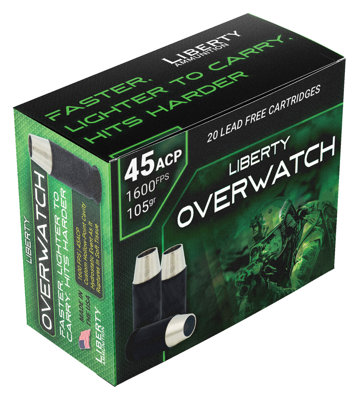 Liberty Ammunition OverWatch Open Cavity Design 105 Grain .45 ACP/Auto 1600 fps