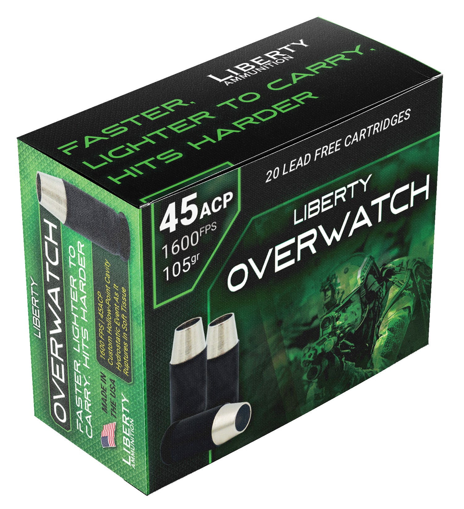 Liberty Ammunition OverWatch Open Cavity Design 105 Grain .45 ACP/Auto 1600 fps