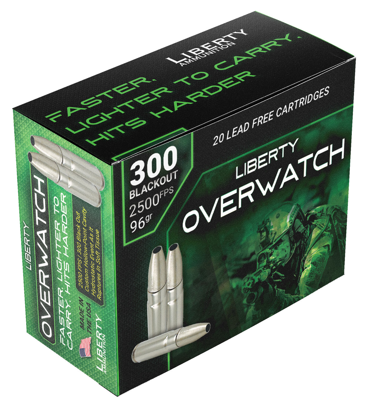 Liberty Ammunition OverWatch Open Cavity Design 96 Grain .300 AAC Blackout 2500 fps