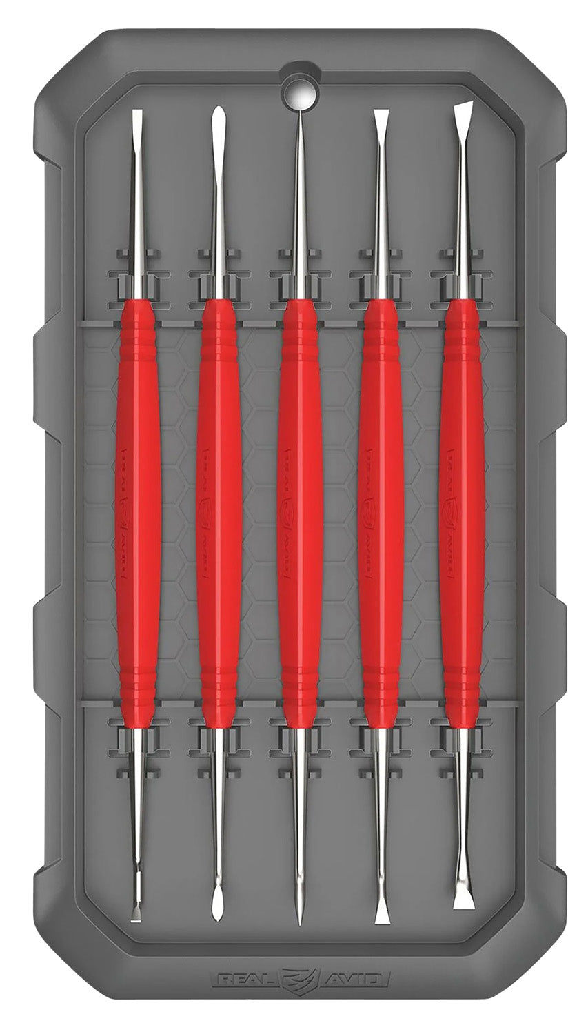 Real Avid AVAGSPS 5-Piece Accu-Grip Steel Cleaning Picks with Ergonomic Red Rubber Handles