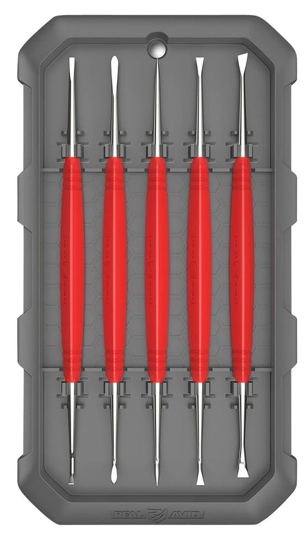 Real Avid AVAGSPS 5-Piece Accu-Grip Steel Cleaning Picks with Ergonomic Red Rubber Handles