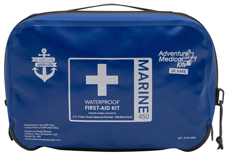 AMK Marine 450 First Aid Kit for Coastal Vessels - Waterproof Blue with Medical Guide