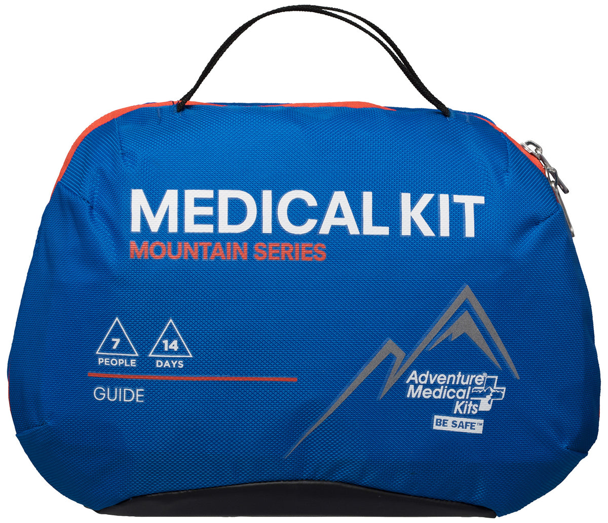 AMK Mountain Guide First Aid Kit for Up to 2 Weeks Backcountry - Water Resistant Blue
