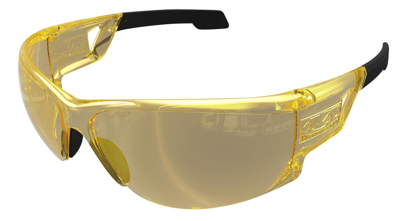 Mechanix Wear Type-N OSFA Safety Glasses Anti-Scratch Amber Lens Black Frameless