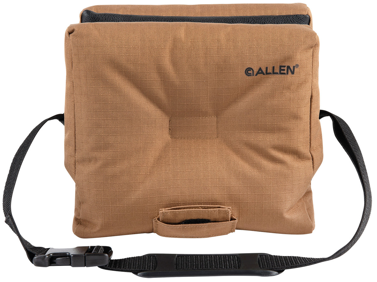 Allen Bench Shooting Bag Empty 18420 Black Tan 600D Polyester with Velcro Seal and Funnel Included