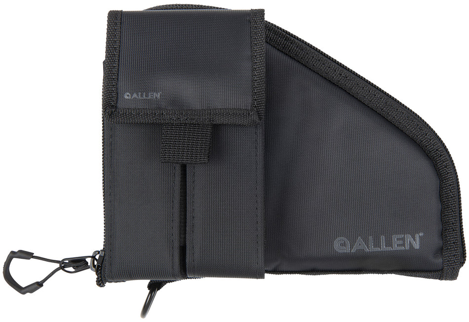 Allen 78-7 Lockable Compact Handgun Case with Mag Pouch Black Nylon Fits 8"