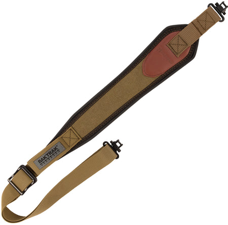 Heritage Cases 8110 Long Gun Sling with BakTrak Pad Olive Canvas Leather Trim 33 to 46 Inches