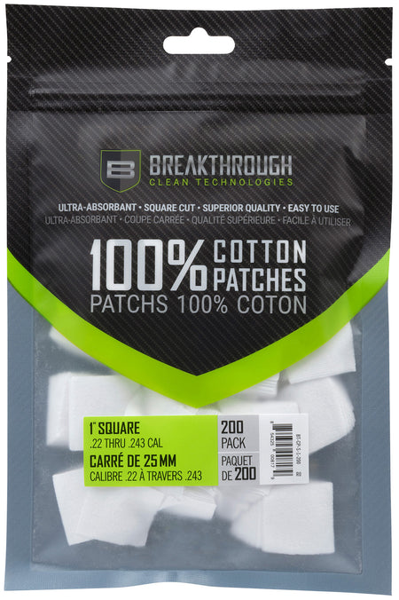 Breakthrough Clean Cotton Bore Patches .22-243 Cal 200 Pack BTCPS1200
